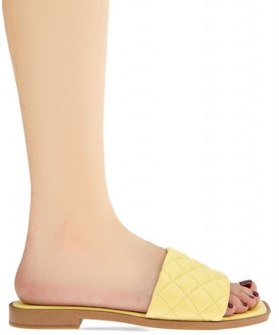 Women's Laila Flat Sandals Yellow $37.38 Shoes