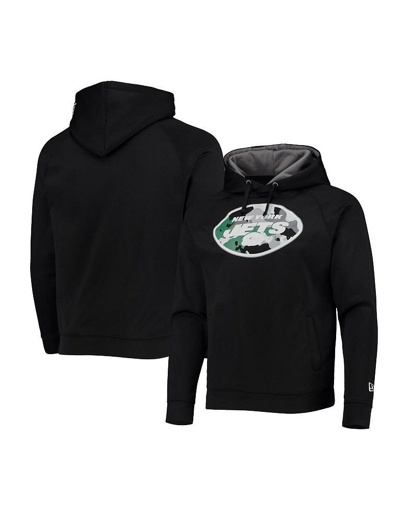 Men's Black New York Jets Training Collection Raglan Pullover Hoodie $25.85 Sweatshirt