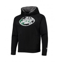 Men's Black New York Jets Training Collection Raglan Pullover Hoodie $25.85 Sweatshirt