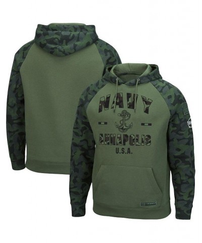 Men's Olive, Camo Navy Midshipmen OHT Military-Inspired Appreciation Raglan Pullover Hoodie $38.99 Sweatshirt