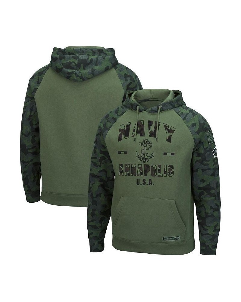 Men's Olive, Camo Navy Midshipmen OHT Military-Inspired Appreciation Raglan Pullover Hoodie $38.99 Sweatshirt