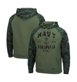 Men's Olive, Camo Navy Midshipmen OHT Military-Inspired Appreciation Raglan Pullover Hoodie $38.99 Sweatshirt