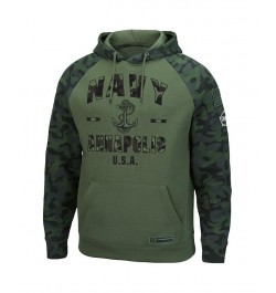 Men's Olive, Camo Navy Midshipmen OHT Military-Inspired Appreciation Raglan Pullover Hoodie $38.99 Sweatshirt