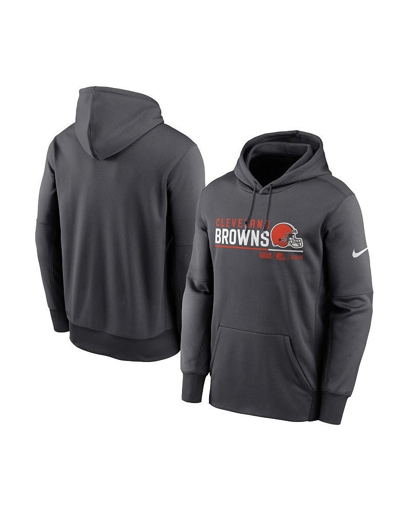 Men's Anthracite Cleveland Browns Prime Logo Name Split Pullover Hoodie $36.00 Sweatshirt