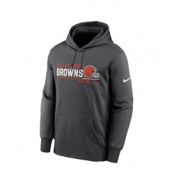 Men's Anthracite Cleveland Browns Prime Logo Name Split Pullover Hoodie $36.00 Sweatshirt