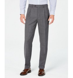 Men's Classic-Fit UltraFlex Stretch Gray Sharkskin Pleated Suit Pants Gray $52.53 Suits