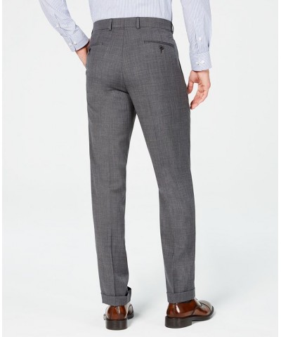 Men's Classic-Fit UltraFlex Stretch Gray Sharkskin Pleated Suit Pants Gray $52.53 Suits