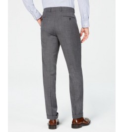 Men's Classic-Fit UltraFlex Stretch Gray Sharkskin Pleated Suit Pants Gray $52.53 Suits