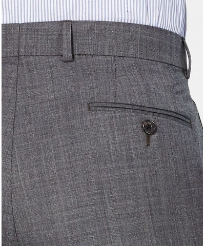 Men's Classic-Fit UltraFlex Stretch Gray Sharkskin Pleated Suit Pants Gray $52.53 Suits