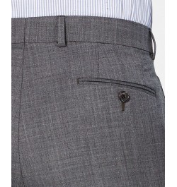 Men's Classic-Fit UltraFlex Stretch Gray Sharkskin Pleated Suit Pants Gray $52.53 Suits