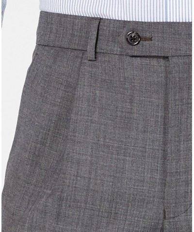 Men's Classic-Fit UltraFlex Stretch Gray Sharkskin Pleated Suit Pants Gray $52.53 Suits