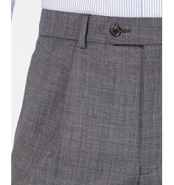 Men's Classic-Fit UltraFlex Stretch Gray Sharkskin Pleated Suit Pants Gray $52.53 Suits