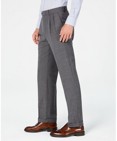 Men's Classic-Fit UltraFlex Stretch Gray Sharkskin Pleated Suit Pants Gray $52.53 Suits