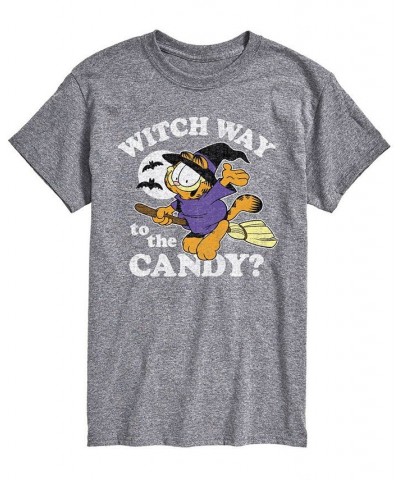 Men's Garfield Witch Way to Candy T-shirt Gray $14.70 T-Shirts