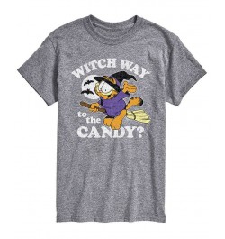 Men's Garfield Witch Way to Candy T-shirt Gray $14.70 T-Shirts