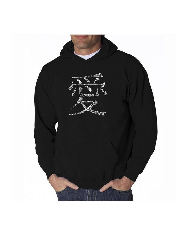 Men's Word Art Hoodie - The Word Love in 44 Languages Black $31.79 Sweatshirt