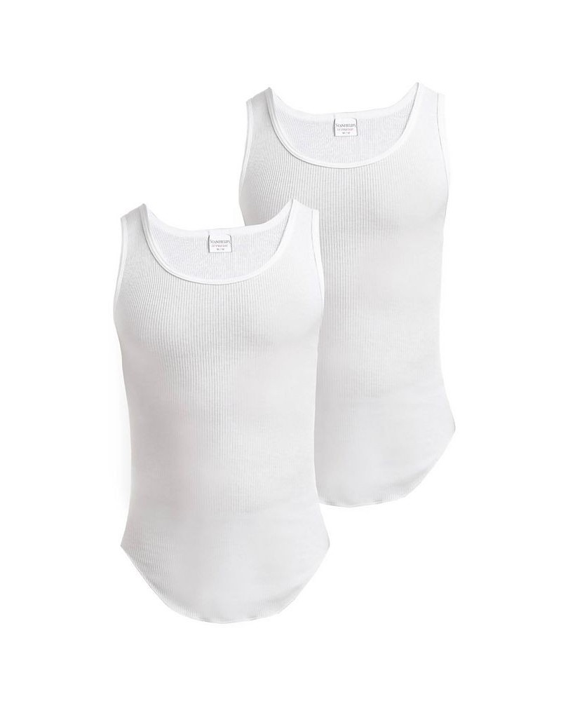 Men's Supreme Cotton Blend Tank Undershirts, Pack of 2 White $22.54 Undershirt