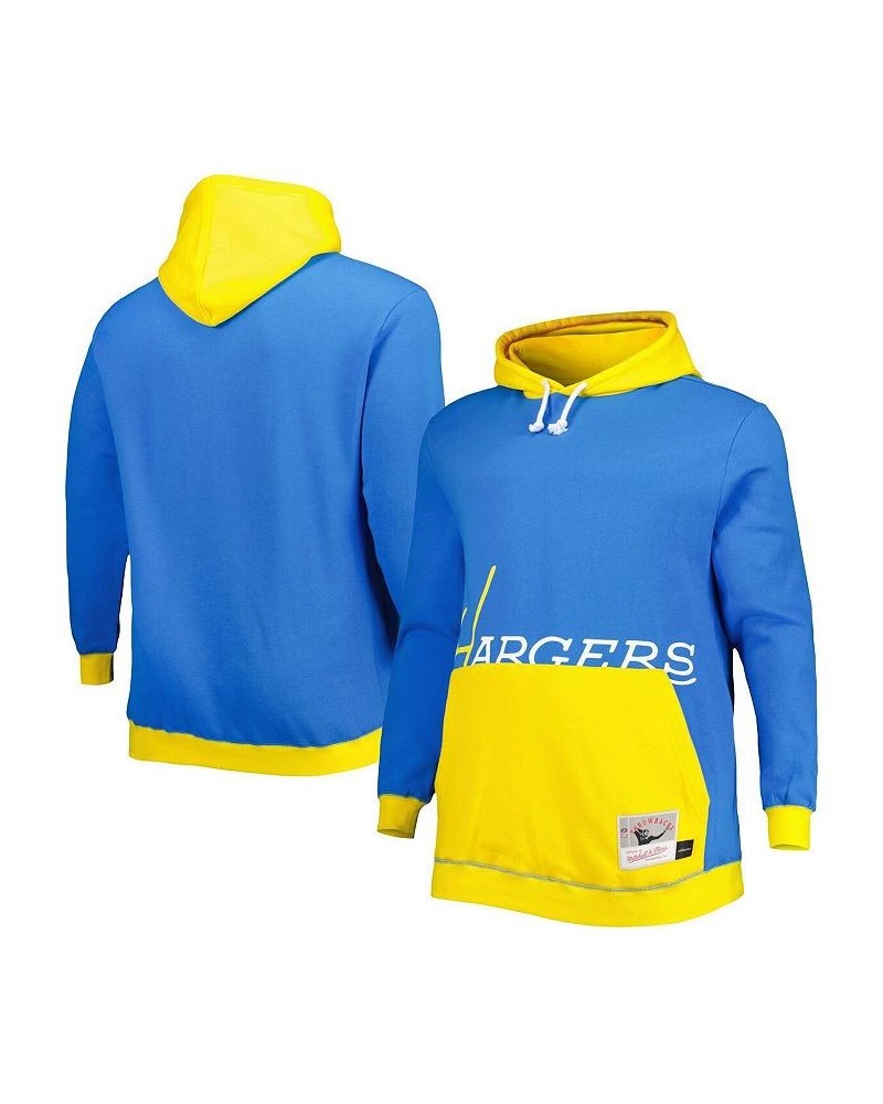 Men's Powder Blue and Gold Los Angeles Chargers Big and Tall Big Face Pullover Hoodie $52.00 Sweatshirt