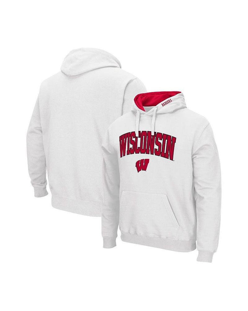 Men's White Wisconsin Badgers Arch and Logo 3.0 Pullover Hoodie $27.00 Sweatshirt