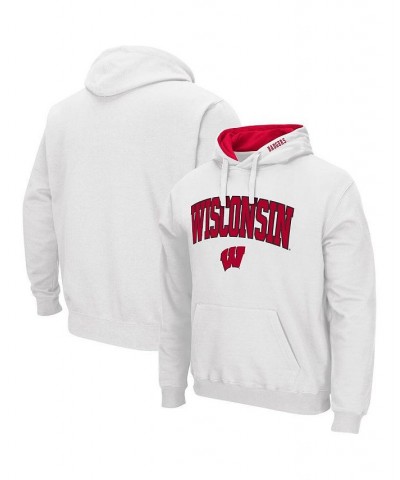 Men's White Wisconsin Badgers Arch and Logo 3.0 Pullover Hoodie $27.00 Sweatshirt