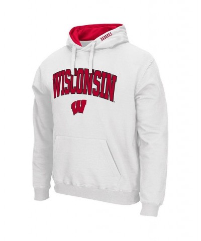 Men's White Wisconsin Badgers Arch and Logo 3.0 Pullover Hoodie $27.00 Sweatshirt