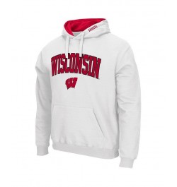 Men's White Wisconsin Badgers Arch and Logo 3.0 Pullover Hoodie $27.00 Sweatshirt