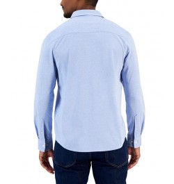 Men's Classic-Fit Heathered Jersey-Knit Button-Down Shirt Purple $16.32 Shirts