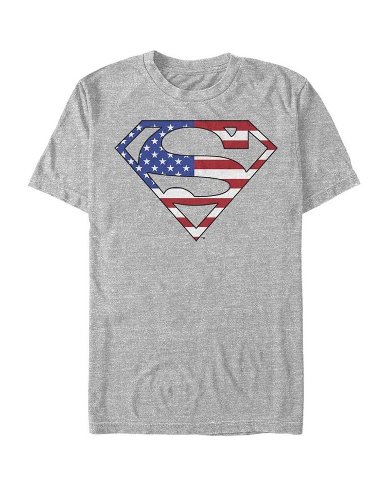 Men's Superman Us Hero Short Sleeve T-shirt Gray $16.10 T-Shirts