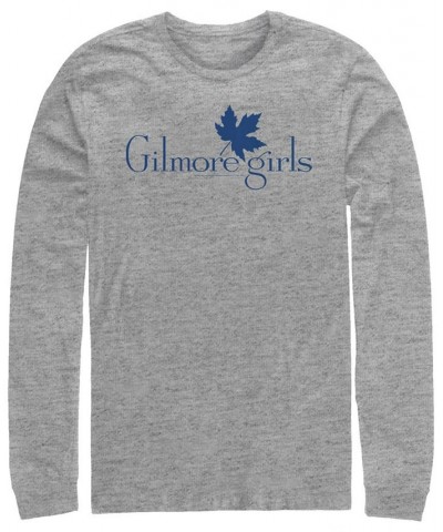 Men's Gilmore Girls TV Leaf Logo Long Sleeve Crew T-shirt Gray $17.20 T-Shirts