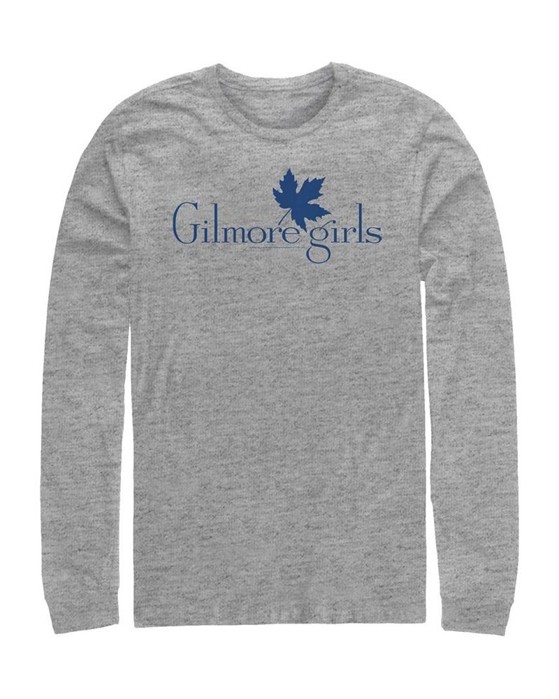 Men's Gilmore Girls TV Leaf Logo Long Sleeve Crew T-shirt Gray $17.20 T-Shirts