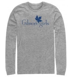 Men's Gilmore Girls TV Leaf Logo Long Sleeve Crew T-shirt Gray $17.20 T-Shirts