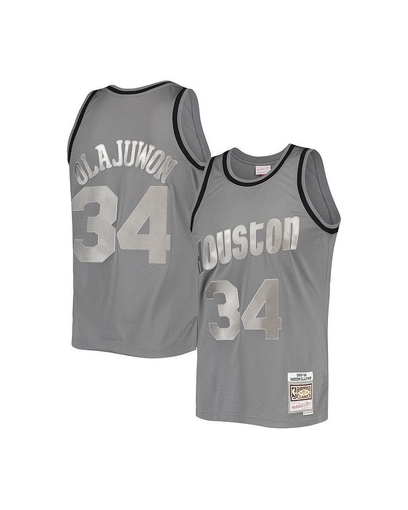 Men's Hakeem Olajuwon Charcoal Houston Rockets Hardwood Classics Retired Player 1993/94 Metal Works Swingman Jersey $61.00 Je...