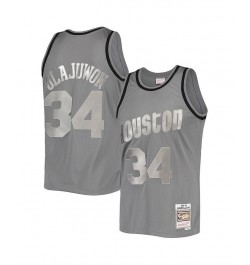 Men's Hakeem Olajuwon Charcoal Houston Rockets Hardwood Classics Retired Player 1993/94 Metal Works Swingman Jersey $61.00 Je...