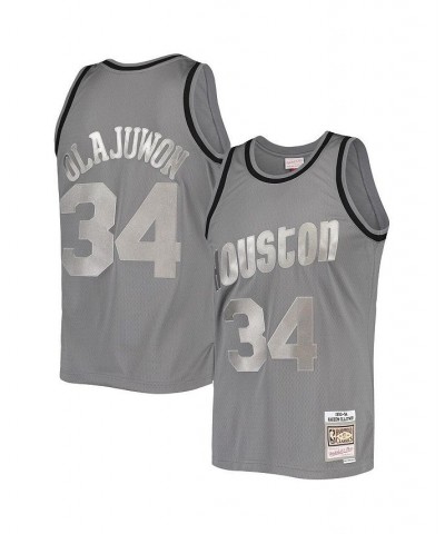 Men's Hakeem Olajuwon Charcoal Houston Rockets Hardwood Classics Retired Player 1993/94 Metal Works Swingman Jersey $61.00 Je...