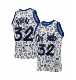 Men's Shaquille O'Neal White Orlando Magic 1994-95 Hardwood Classics Doodle Swingman Player Jersey $47.88 Jersey