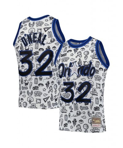 Men's Shaquille O'Neal White Orlando Magic 1994-95 Hardwood Classics Doodle Swingman Player Jersey $47.88 Jersey