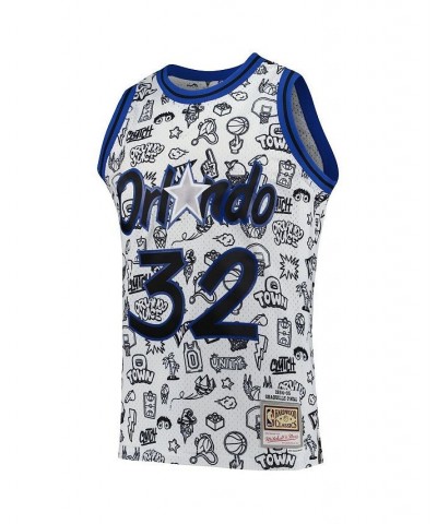 Men's Shaquille O'Neal White Orlando Magic 1994-95 Hardwood Classics Doodle Swingman Player Jersey $47.88 Jersey