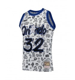 Men's Shaquille O'Neal White Orlando Magic 1994-95 Hardwood Classics Doodle Swingman Player Jersey $47.88 Jersey