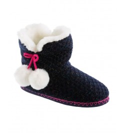 Women's Chunky Knit Boot Slipper Blue $15.33 Shoes