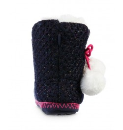 Women's Chunky Knit Boot Slipper Blue $15.33 Shoes