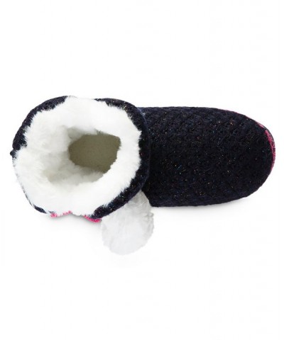 Women's Chunky Knit Boot Slipper Blue $15.33 Shoes