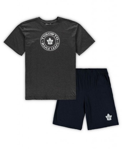 Men's Navy, Heathered Charcoal Toronto Maple Leafs Big and Tall T-shirt and Shorts Sleep Set $36.80 Pajama