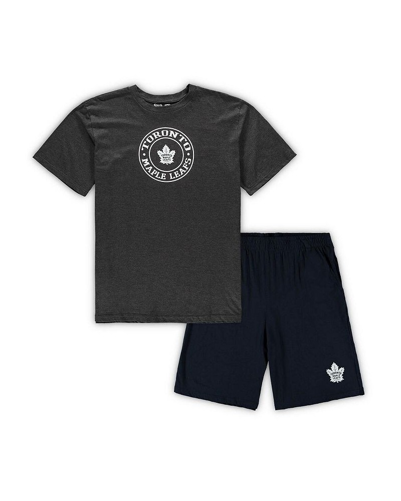 Men's Navy, Heathered Charcoal Toronto Maple Leafs Big and Tall T-shirt and Shorts Sleep Set $36.80 Pajama