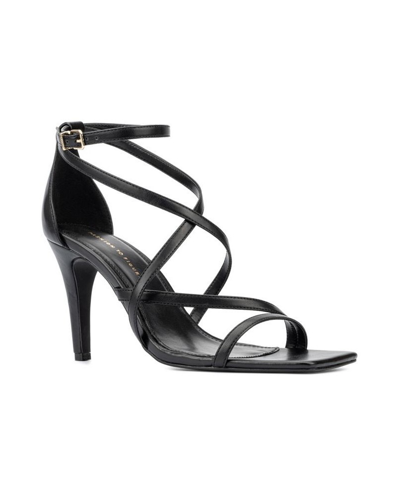 Women's Stella Wide Width Heels Sandals Black $40.52 Shoes