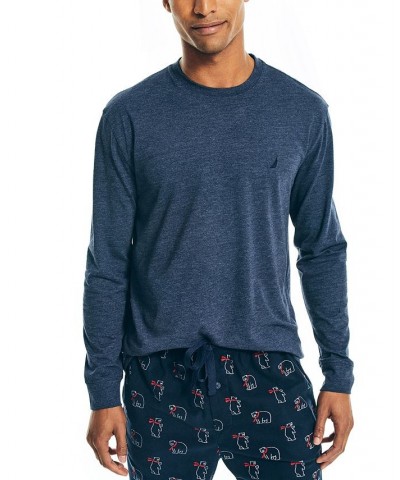 Men's Relaxed-Fit Long-Sleeve Pajama T-Shirt Blue $13.05 Pajama