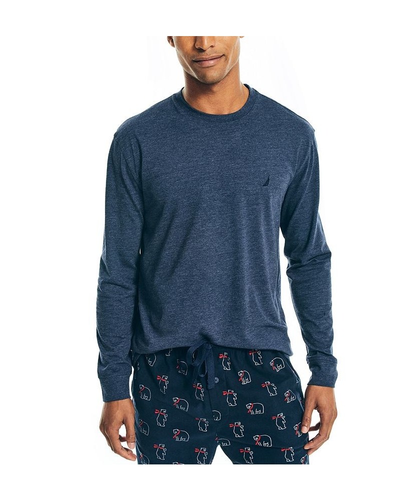 Men's Relaxed-Fit Long-Sleeve Pajama T-Shirt Blue $13.05 Pajama