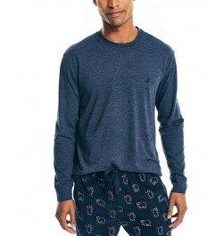 Men's Relaxed-Fit Long-Sleeve Pajama T-Shirt Blue $13.05 Pajama