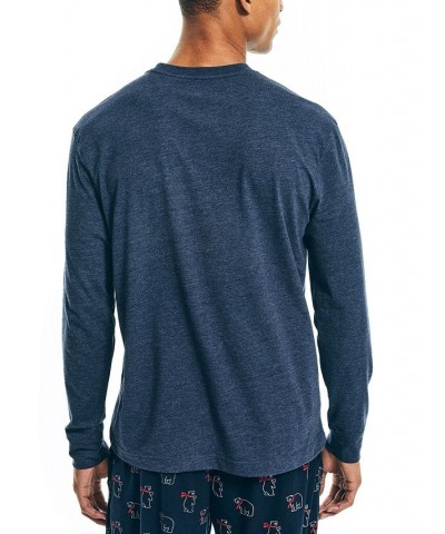 Men's Relaxed-Fit Long-Sleeve Pajama T-Shirt Blue $13.05 Pajama