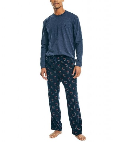 Men's Relaxed-Fit Long-Sleeve Pajama T-Shirt Blue $13.05 Pajama