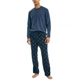 Men's Relaxed-Fit Long-Sleeve Pajama T-Shirt Blue $13.05 Pajama